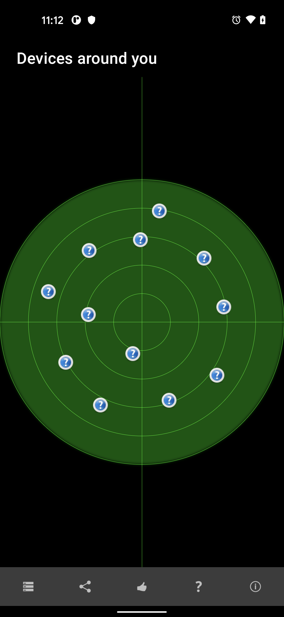 Radar view in bluetooth firewall showing bluetooth classic devices around you